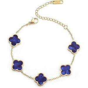 18K Gold Plated Clover Lucky Bracelet For Women White/Black/Red/Green Flower